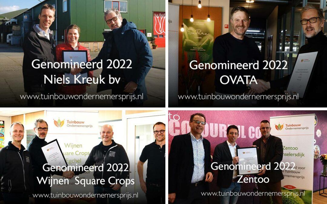Vier genomineerden voor Tuinbouw Ondernemersprijs 2022